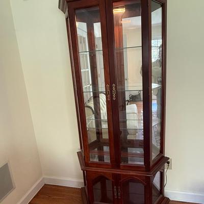 Curio wood cabinet with lights