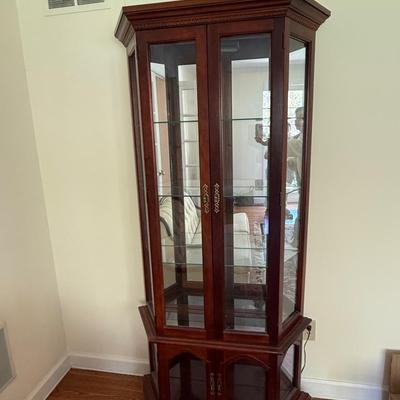 Curio wood cabinet with lights