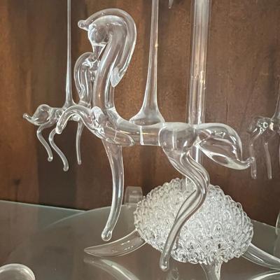 Mixed Vintage Collectibles - Spun Glass, Porcelain, Vanity Tray