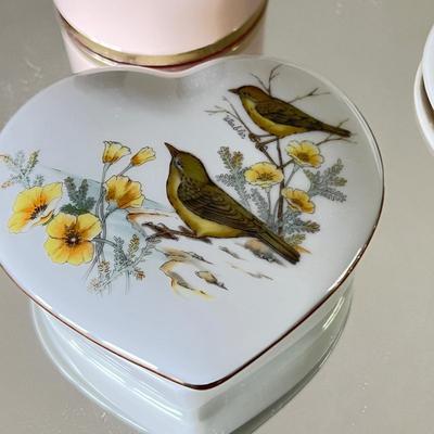 Mixed Vintage Collectibles - Spun Glass, Porcelain, Vanity Tray