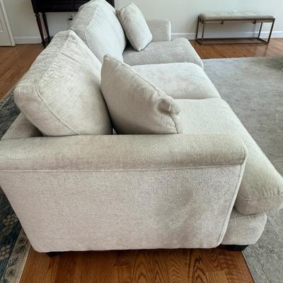 Cream chenille sofa, like new!
