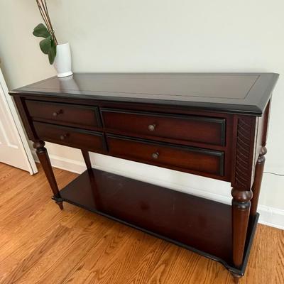 Wood console table with 4 drawers and shelf