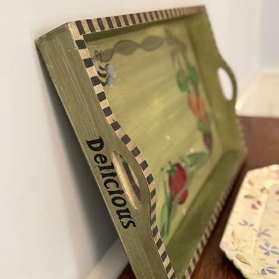 Pretty hand painted tray and floral platter