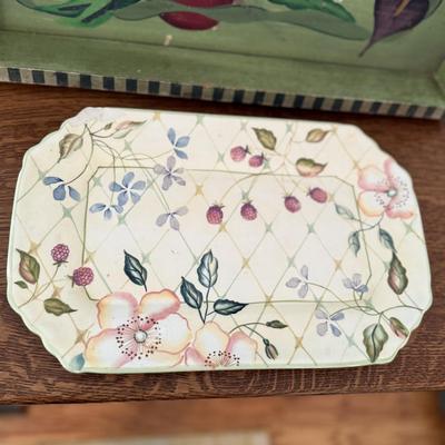 Pretty hand painted tray and floral platter