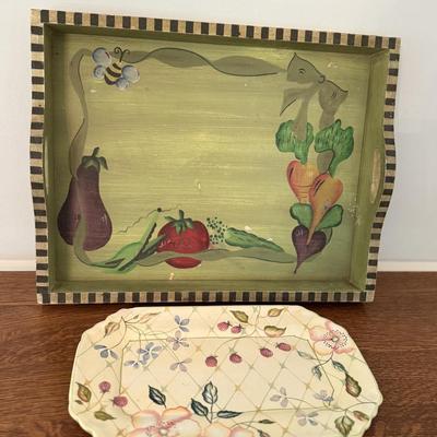 Pretty hand painted tray and floral platter