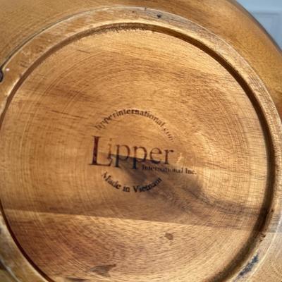 Wood lazy susan and pretty bowl