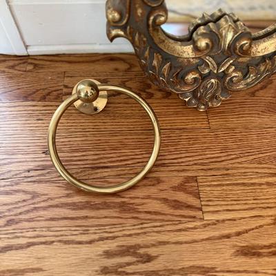 Beautiful gold mirror and towel ring