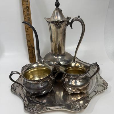 Antique Forbes Silver Company Quadruple Tea Set Silver Plate 4 Pieces