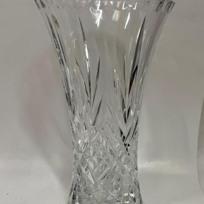 Large Flower Vase Cristal d'Arques 24% Lead Crystal Tall Fluted Cut Glass Vase