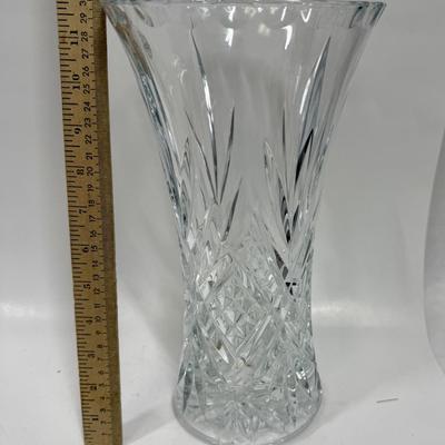 Large Flower Vase Cristal d'Arques 24% Lead Crystal Tall Fluted Cut Glass Vase