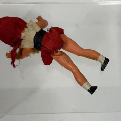 Vintage Celluloid Doll Dollhouse Little Red Riding Hood Jointed Articulated