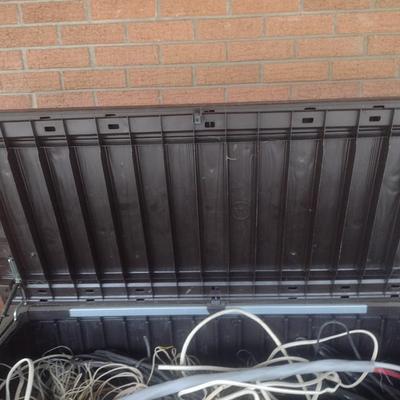 Keter Brand Composite Faux Wood Slat Porch Box Choice A (No Contents)