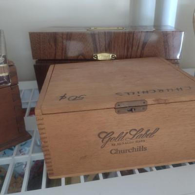 Collection of Wooden Storage and Cigar Boxes