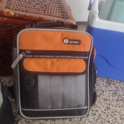 Assortment of Carry Coolers and Picnic Basket