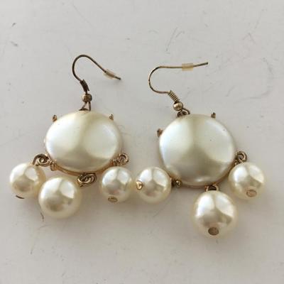 Faux white pearl statement dangle earrings