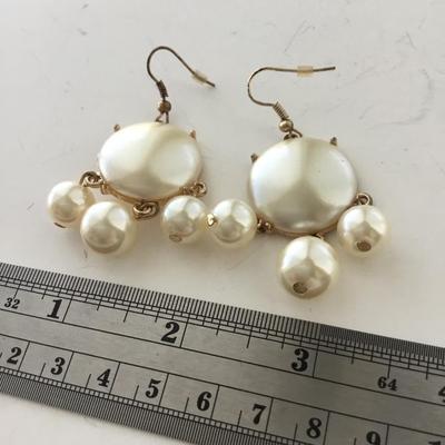 Faux white pearl statement dangle earrings