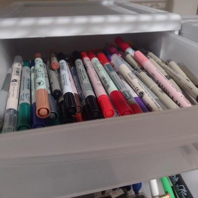 Collection of Craft Markers and Pens Includes Storage Containers (#1)