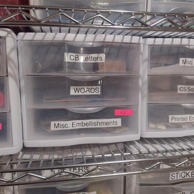 Collection of Craft Accessories, Stickers, Letters, Etc. Includes Storage Containers (#2)