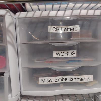 Collection of Craft Accessories, Stickers, Letters, Etc. Includes Storage Containers (#2)