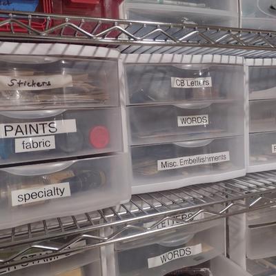 Collection of Craft Accessories, Stickers, Letters, Etc. Includes Storage Containers (#2)