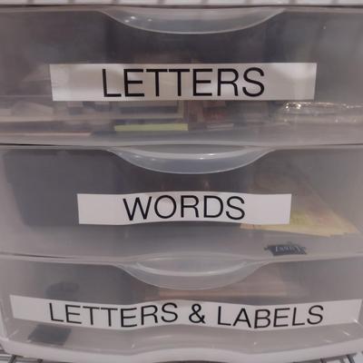 Collection of Craft Accessories, Stickers, Letters, Etc. Includes Storage Containers (#3)
