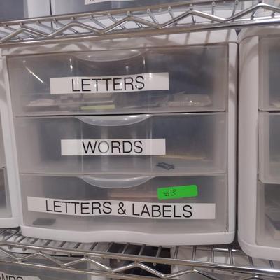 Collection of Craft Accessories, Stickers, Letters, Etc. Includes Storage Containers (#3)