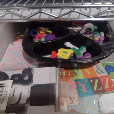 Collection of Craft Accessories, Stickers, Letters, Etc. Includes Storage Containers (#3)