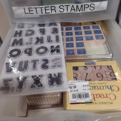 Collection of Craft Accessories, Stickers, Letters, Etc. Includes Storage Containers (#3)