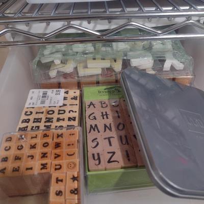 Collection of Craft Accessories, Stickers, Letters, Etc. Includes Storage Containers (#3)