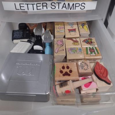 Collection of Craft Accessories, Stickers, Letters, Etc. Includes Storage Containers (#3)