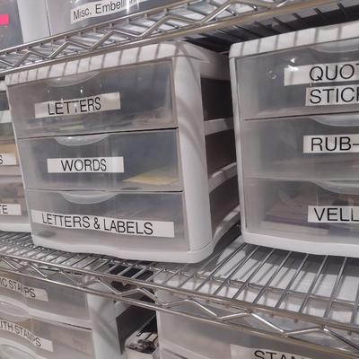 Collection of Craft Accessories, Stickers, Letters, Etc. Includes Storage Containers (#3)