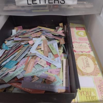 Collection of Craft Accessories, Stickers, Letters, Etc. Includes Storage Containers (#3)