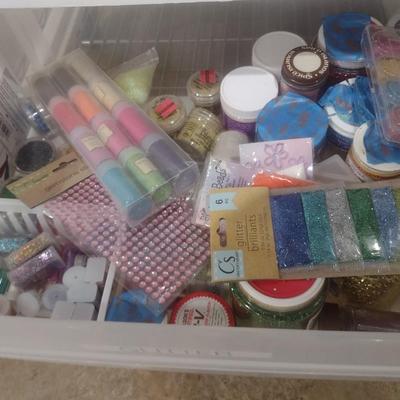 Collection of Craft Accessories, Embellishments, Etc. Includes Storage Containers (#5)