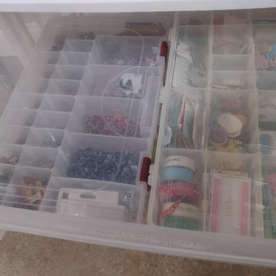Collection of Craft Accessories, Embellishments, Etc. Includes Storage Containers (#5)