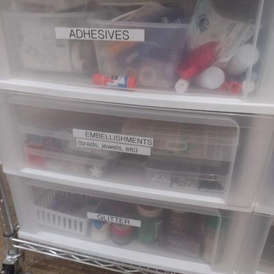 Collection of Craft Accessories, Embellishments, Etc. Includes Storage Containers (#5)