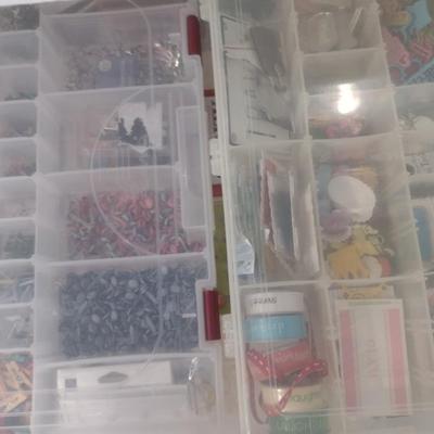 Collection of Craft Accessories, Embellishments, Etc. Includes Storage Containers (#5)