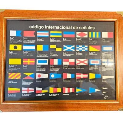 Framed International Code of Signals, a System of Flags used for Communication between ships