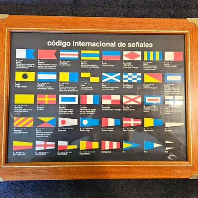 Framed International Code of Signals, a System of Flags used for Communication between ships