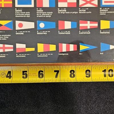 Framed International Code of Signals, a System of Flags used for Communication between ships