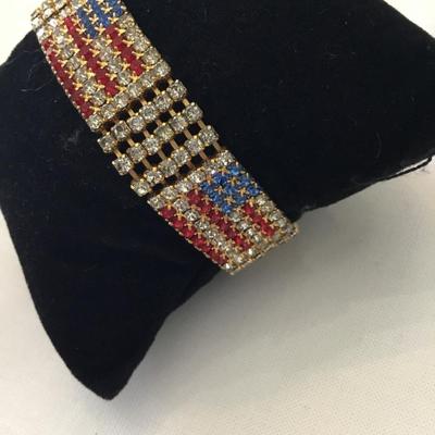 Vintage crystal tennis bracelet, American flag