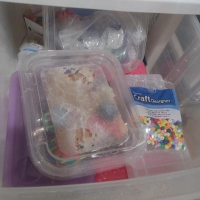 Collection of Craft Accessories, Embellishments, Etc. Includes Storage Containers (#6)