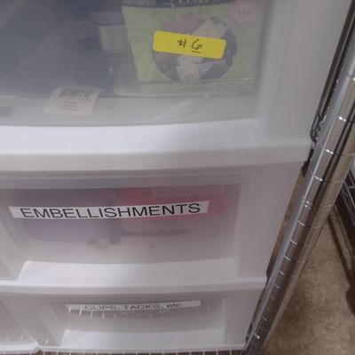 Collection of Craft Accessories, Embellishments, Etc. Includes Storage Containers (#6)