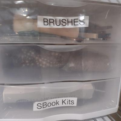Collection of Craft Accessories, Brushes Etc. Includes Storage Containers (#7)