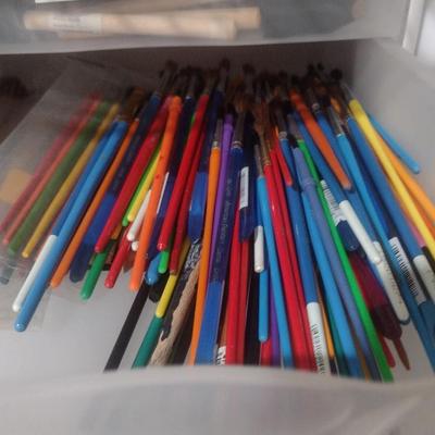 Collection of Craft Accessories, Brushes Etc. Includes Storage Containers (#7)