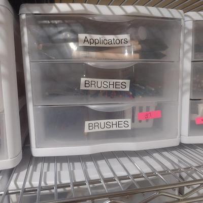 Collection of Craft Accessories, Brushes Etc. Includes Storage Containers (#7)