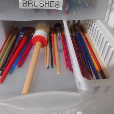 Collection of Craft Accessories, Brushes Etc. Includes Storage Containers (#7)