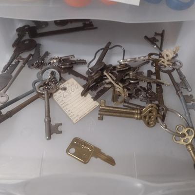 Collection of Craft Accessories, Fasteners, Scissors, Etc. Includes Storage Containers (#8)