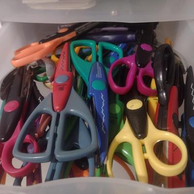 Collection of Craft Accessories, Fasteners, Scissors, Etc. Includes Storage Containers (#8)