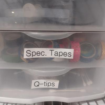 Collection of Craft Accessories, Fasteners, Scissors, Etc. Includes Storage Containers (#8)