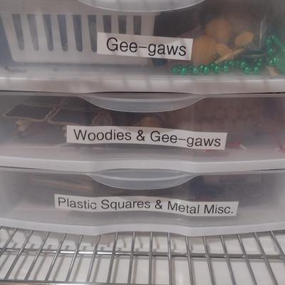 Collection of Craft Accessories, Gee-Gaws, Frames, Etc. Includes Storage Containers (#9)